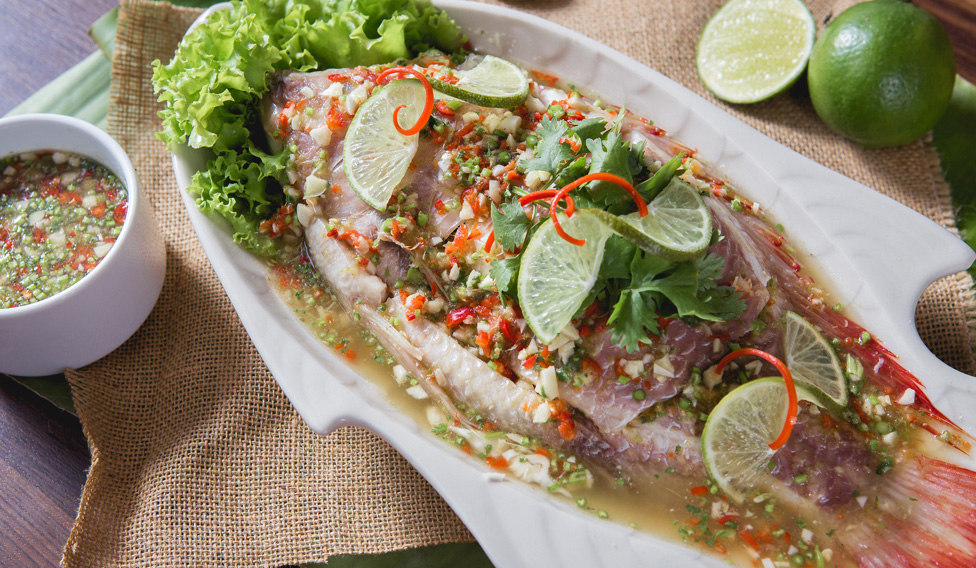 Thai Style Steamed Fish with Lime and Garlic